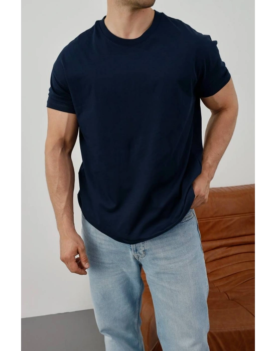 BASİC KOLLAR DAR KESİM Tshirt - LACİVERT
