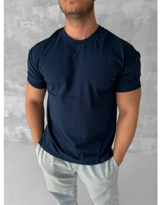 BASİC KOLLAR DAR KESİM TSHİRT - LACİVERT