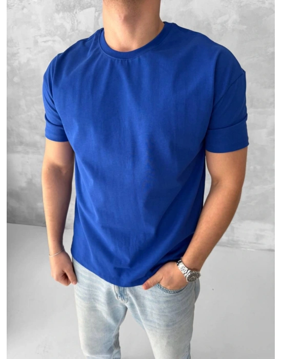 BASİC KOLLAR DAR KESİM TSHİRT - MAVİ