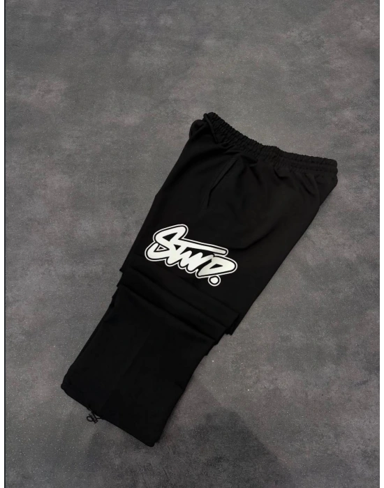 SWD BASKI DETAYLI EŞOFMAN -SİYAH