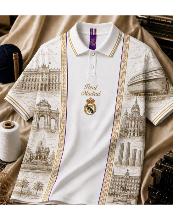 MADRİD DİJİTAL BASKI POLO YAKA OVERSİZE T-SHİRT