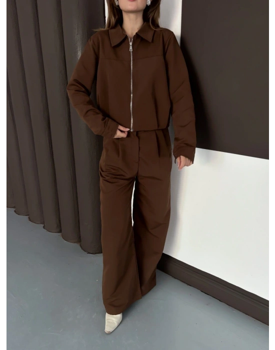 Ceket Palazzo Takımm - Kahverengi