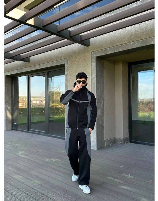 Eşofman takımı rahat kalıp modern duruş - siyah gri