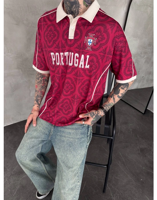 PORTUGAL POLO YAKA OVERSİZE T-SHİRT