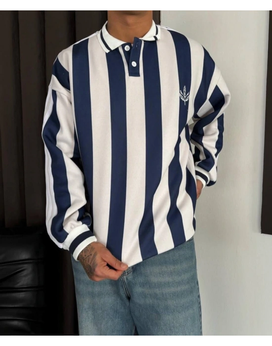 FB POLO YAKA 3 İPLİK OVERSİZE SWEAT - LACİVERT