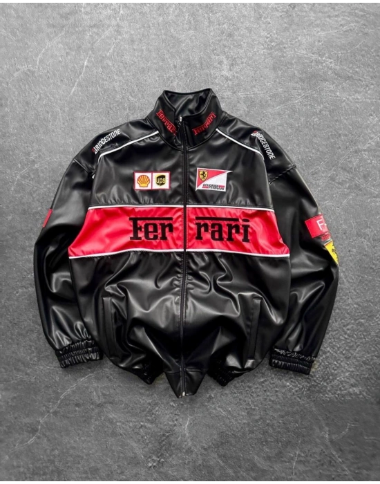 FERARİ OVERSİZE DERİ CEKET -SİYAH