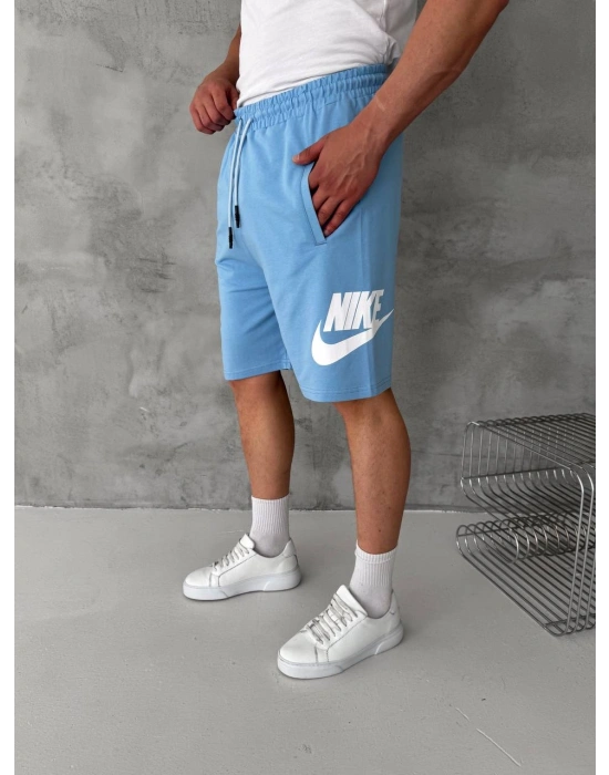NKE BASKI DETAY 2 İPLİK ŞORT - BEBE MAVİ