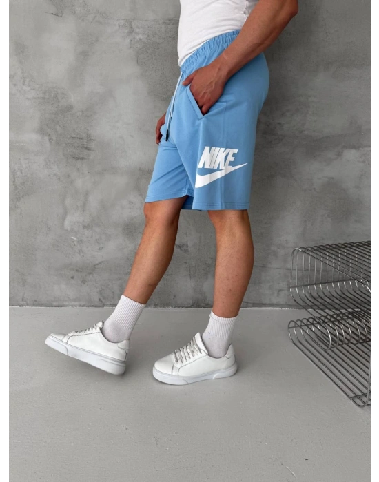 NKE BASKI DETAY 2 İPLİK ŞORT - BEBE MAVİ