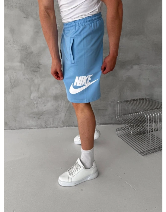 NKE BASKI DETAY 2 İPLİK ŞORT - BEBE MAVİ