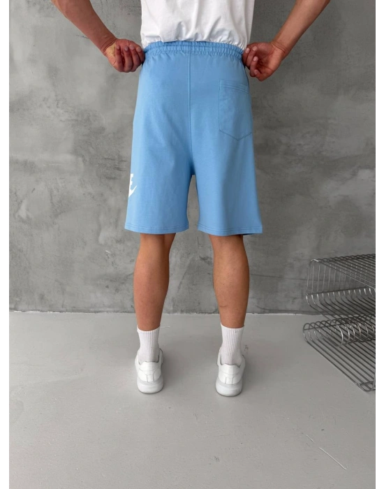 NKE BASKI DETAY 2 İPLİK ŞORT - BEBE MAVİ
