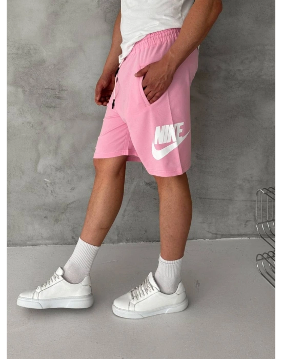 NKE BASKI DETAY 2 İPLİK ŞORT - PEMBE