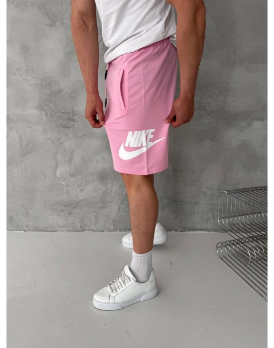 NKE BASKI DETAY 2 İPLİK ŞORT - PEMBE