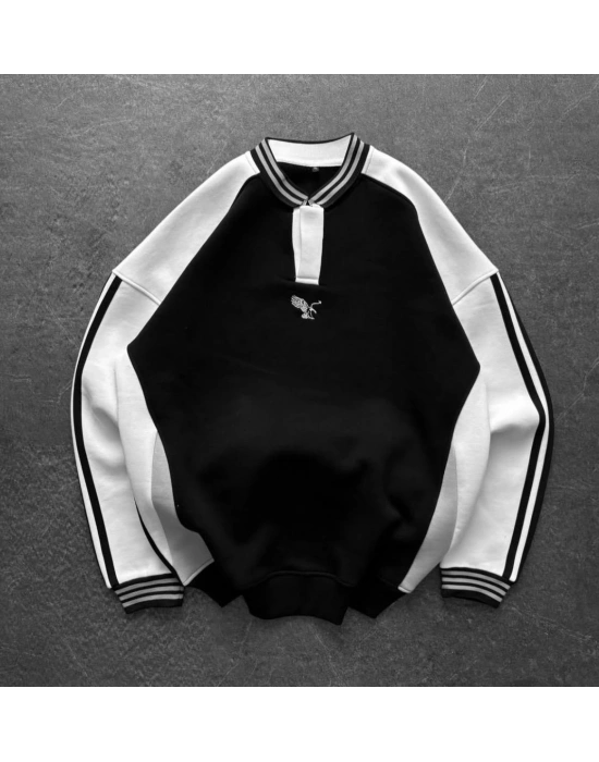 KARTAL OVERSİZE POLO YAKA SWEAT -SİYAH