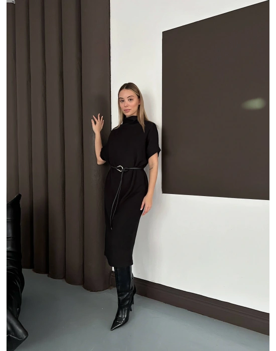 Kemerli Elbise - Siyah