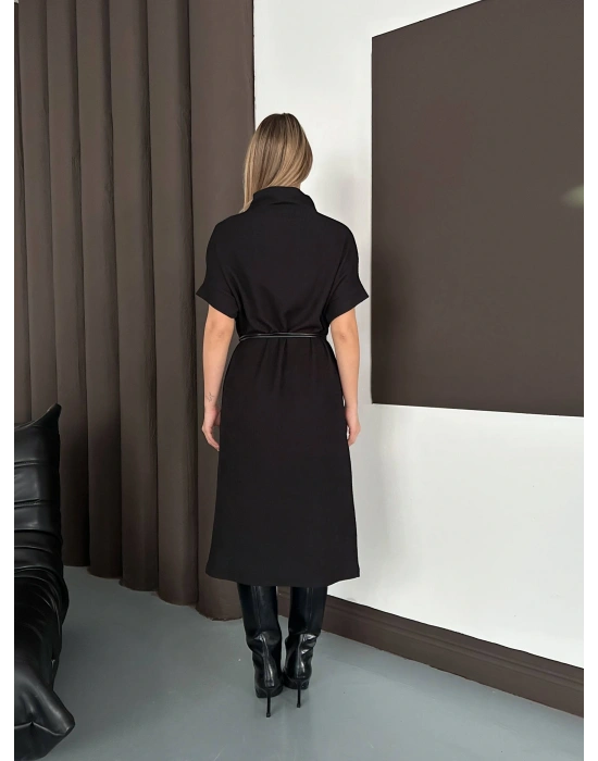 Kemerli Elbise - Siyah