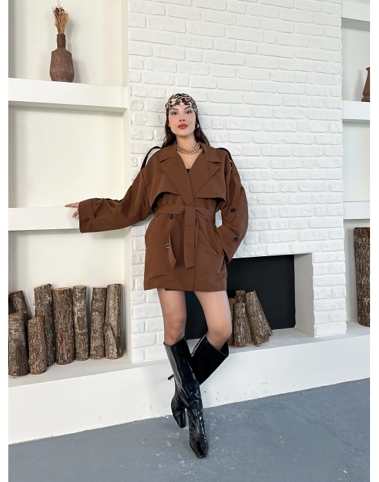 Kısa Kuşaklı Trençkot