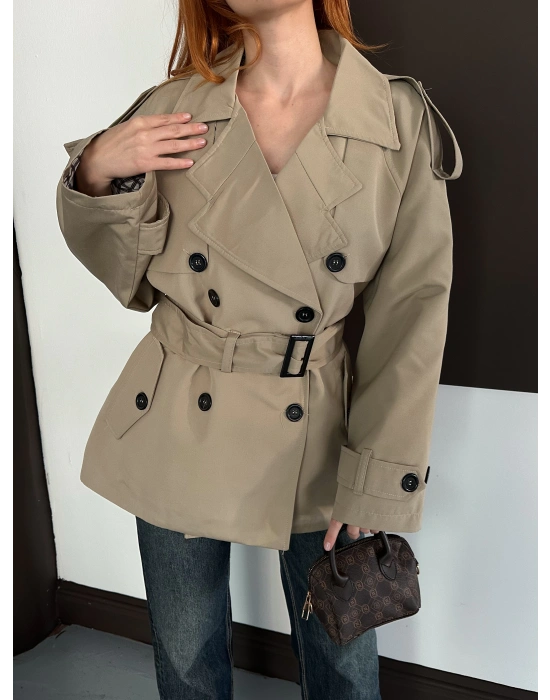 Kısa Trençkot - Krem