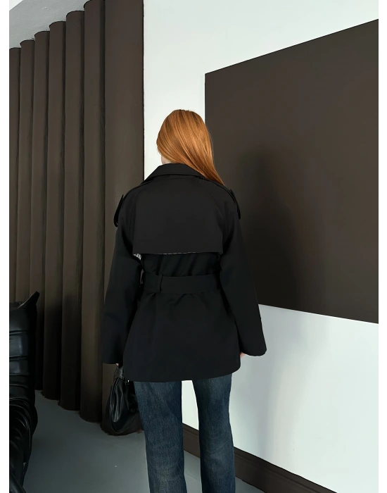 Kısa Trençkot - Siyah