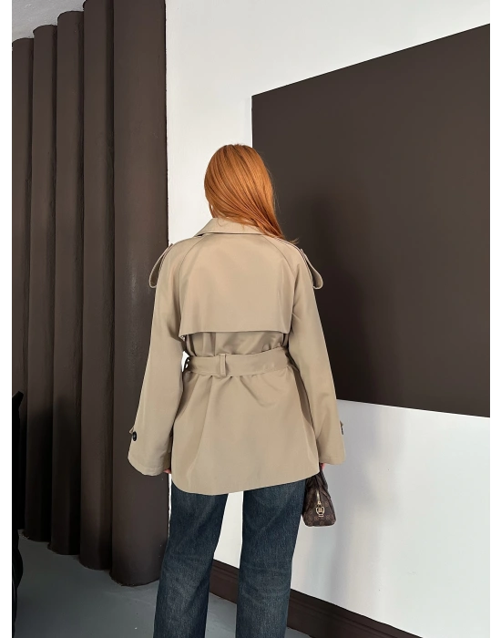 Kısa Trençkot - Krem