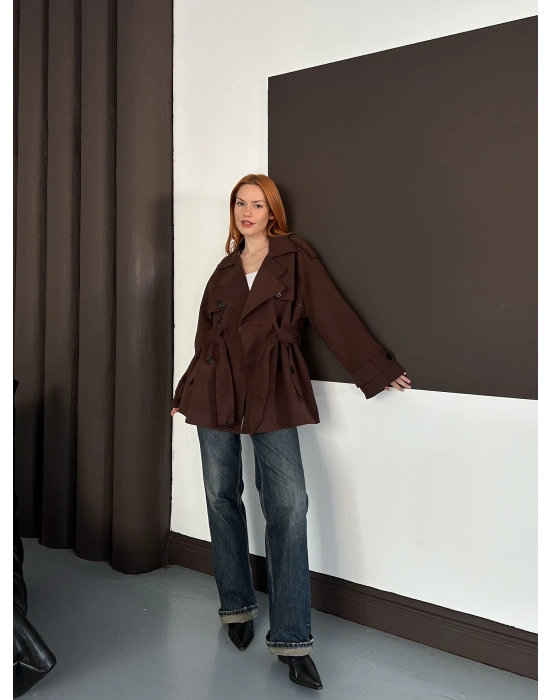 Kısa Trençkot - Kahverengi