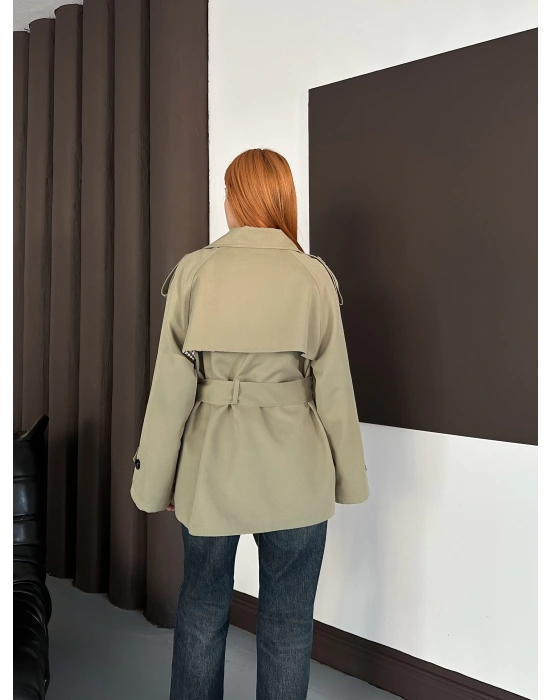 Kısa Trençkot - Su Yeşili