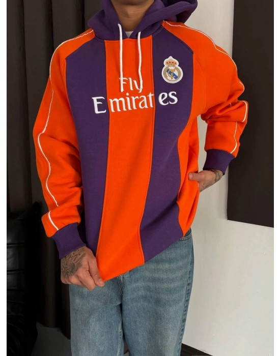 MADRİD KAPŞONLU OVERSİZE 3 İPLİK KUMAŞ SWEAT -TURUNCU