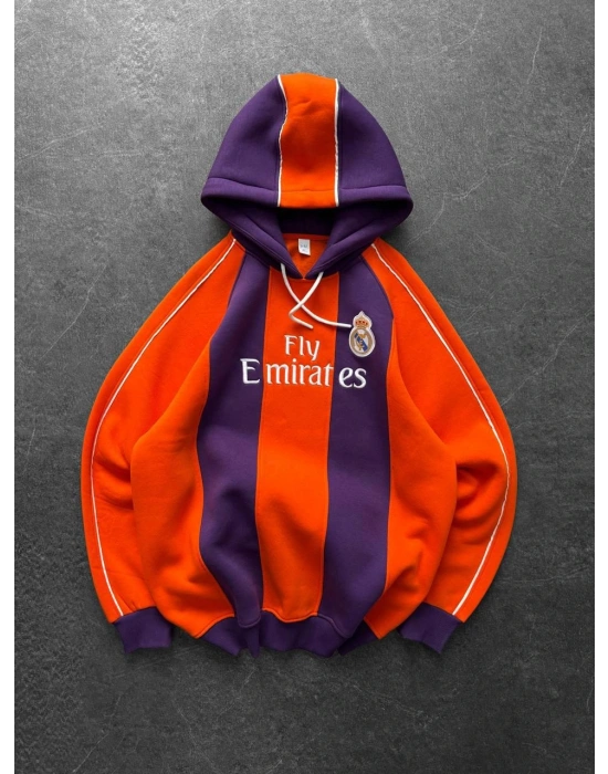 MADRİD KAPŞONLU OVERSİZE 3 İPLİK KUMAŞ SWEAT -TURUNCU