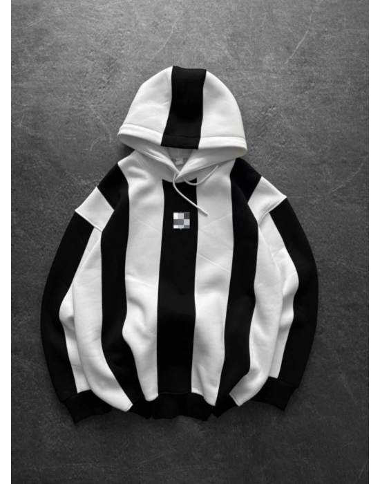 MORİNHO KAPİŞONLU OVERSİZE 3 İPLİK KUMAŞ SWEAT - BEYAZ