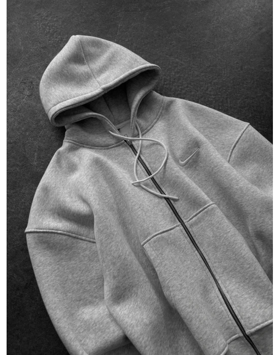 NIKE BASKI DETAY OVERSİZE 3 İPLİK HIRKA - GRİ