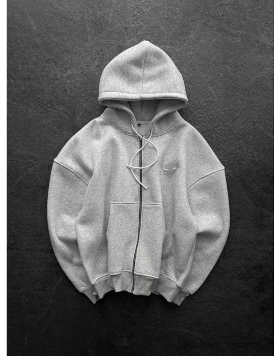 NIKE BASKI DETAY OVERSİZE 3 İPLİK HIRKA - GRİ