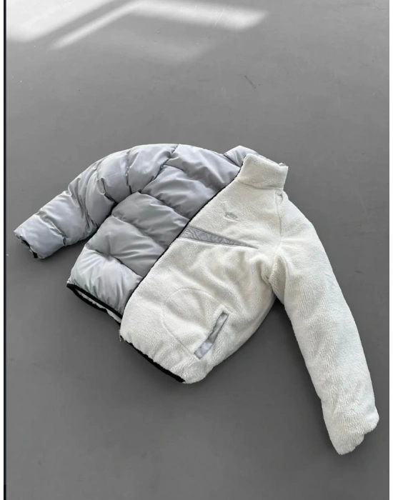 NKE ÇİFT TARAFLI PELUŞ MONT -GRİ