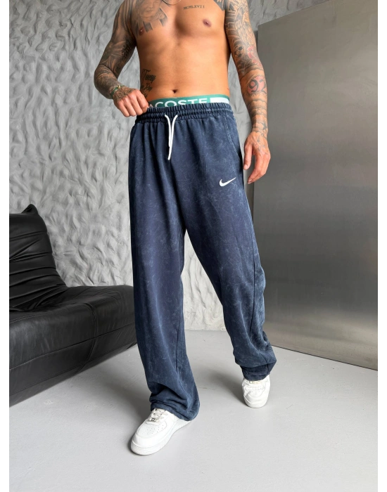 NKE YIKAMALI NAKIŞ 2 İPLİK BAGGY EŞOFMAN - LACİVERT