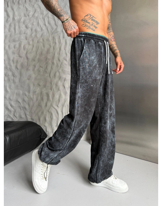 NKE YIKAMALI NAKIŞ 2 İPLİK BAGGY EŞOFMAN - SİYAH