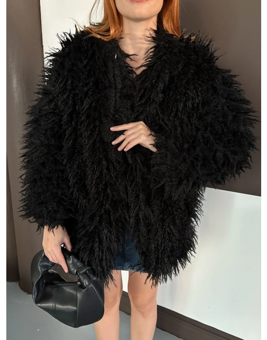 Peluş Ceket-Siyah