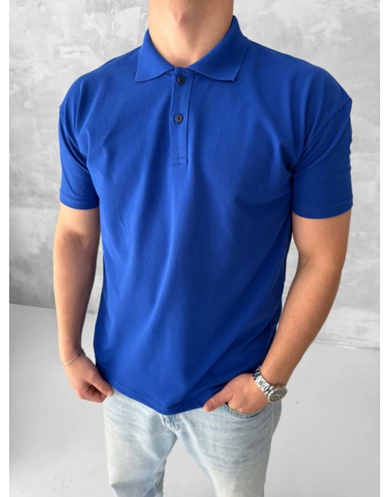 POLO YAKA KOLLAR DAR KESİM TSHİRT - LACİVERT