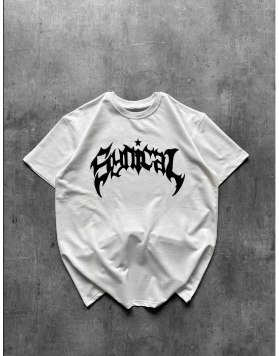 TAŞLI OVERSİZE TSHİRT -BEYAZ