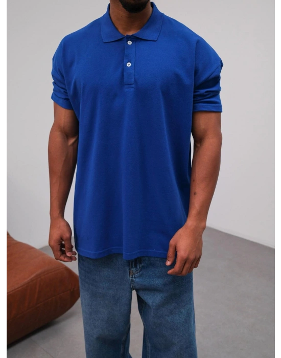 Polo Yaka Kollar Dar Kesim Tshirt - Lacivert
