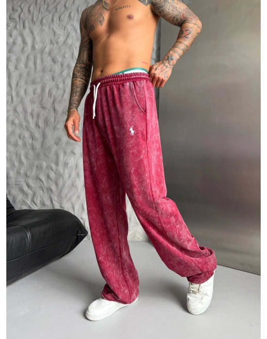 POLO YIKAMALI NAKIŞ 2 İPLİK BAGGY EŞOFMAN - BORDO