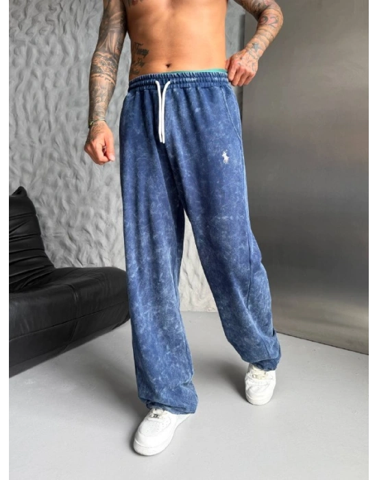 POLO YIKAMALI NAKIŞ 2 İPLİK BAGGY EŞOFMAN - LACİVERT