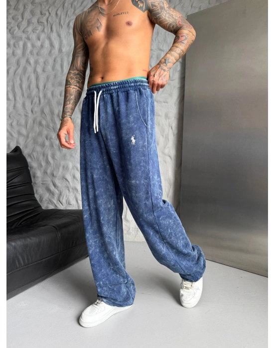 POLO YIKAMALI NAKIŞ 2 İPLİK BAGGY EŞOFMAN - LACİVERT