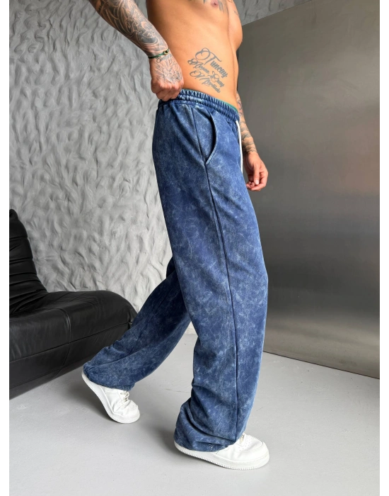 POLO YIKAMALI NAKIŞ 2 İPLİK BAGGY EŞOFMAN - LACİVERT
