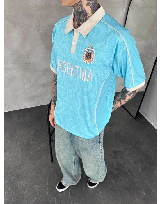 ARGENTİNA POLO YAKA OVERSİZE T-SHİRT