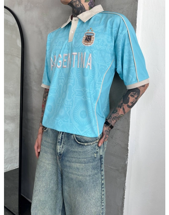 ARGENTİNA POLO YAKA OVERSİZE T-SHİRT