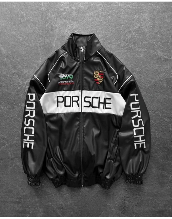 PRSHE OVERSİZE DERİ CEKET -SİYAH