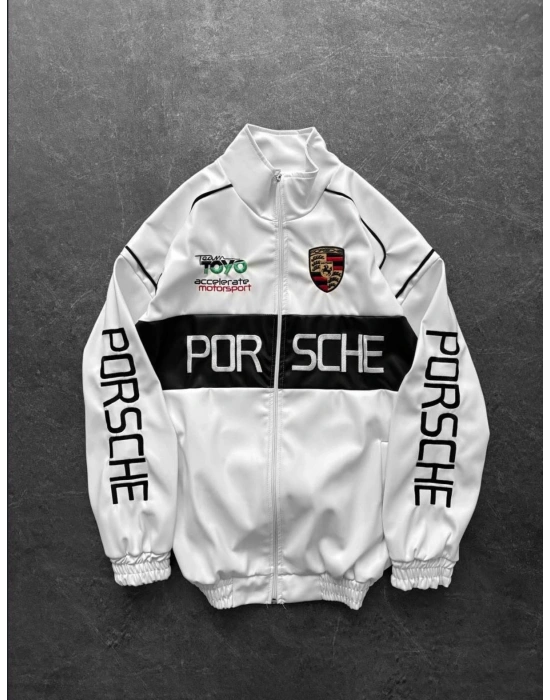 PRSHE OVERSİZE DERİ CEKET -BEYAZ