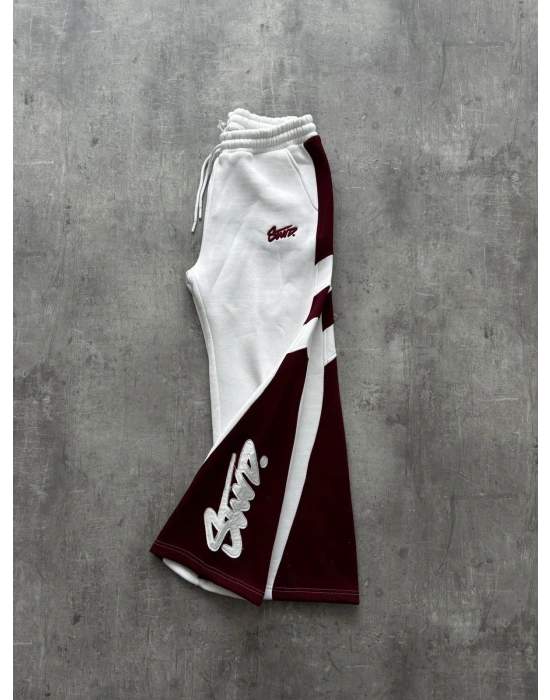 STW NAKIŞ DETAY EŞOFMAN BAGGY 3 İPLİK KUMAŞ - BEYAZ