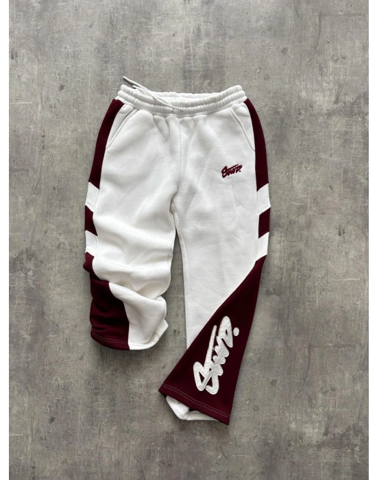 STW NAKIŞ DETAY EŞOFMAN BAGGY 3 İPLİK KUMAŞ - BEYAZ