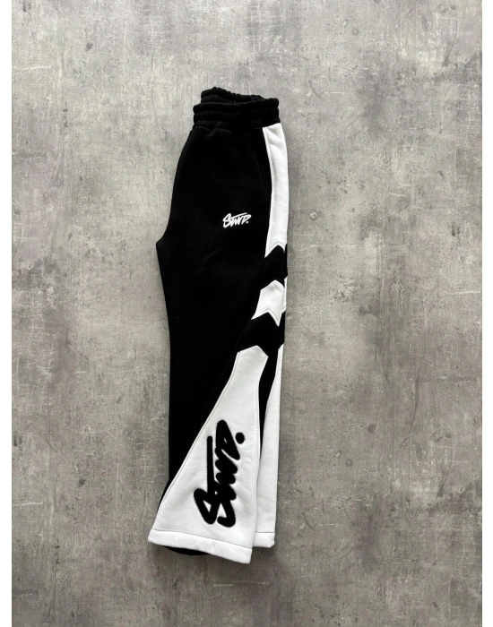 STW NAKIŞ DETAY EŞOFMAN BAGGY 3 İPLİK KUMAŞ - SİYAH