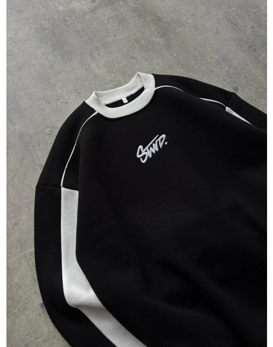 SWD NAKIŞ DETAY SWEATSHIRT -SİYAH