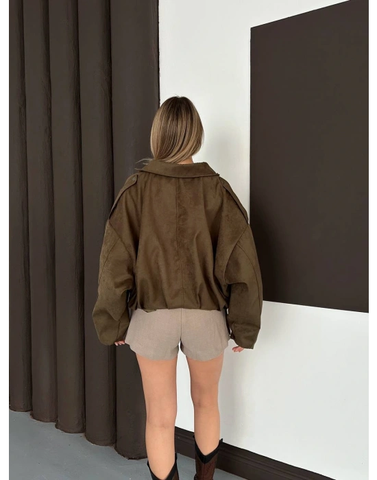 Süet Bomber Ceket - Yeşil